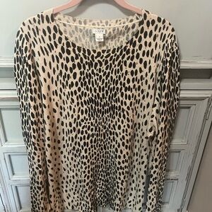 J. Crew Black and Cream 🐆 cheetah 🐆 Spotted Long Sleeve teddy sweater Top- 2X
